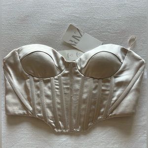 Zara Satin Champagne Bustier Top - Never worn